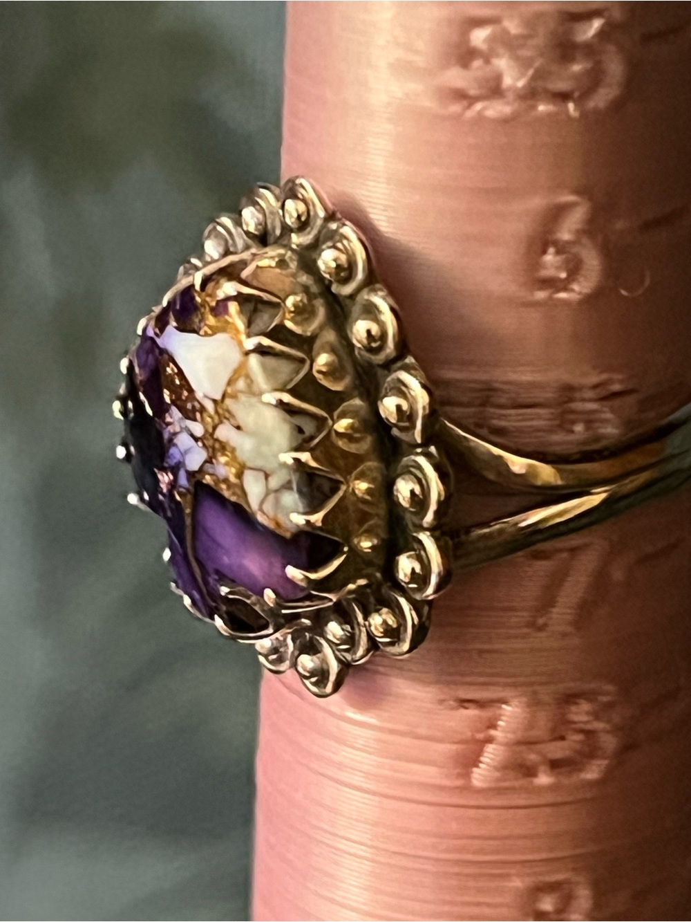 Rare Genuine Purple Torquise Stone Statement Ring Handcrafted by Artisan